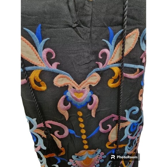 Skies Are Blue Embroidered Dress NEW Size Small Boho Hippie Lined Tassel - Picture 2 of 10